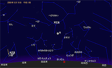 [火星の位置を示した星図]